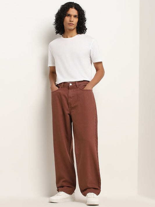 Nuon Dark Brown Relaxed - Fit Mid - Rise Jeans