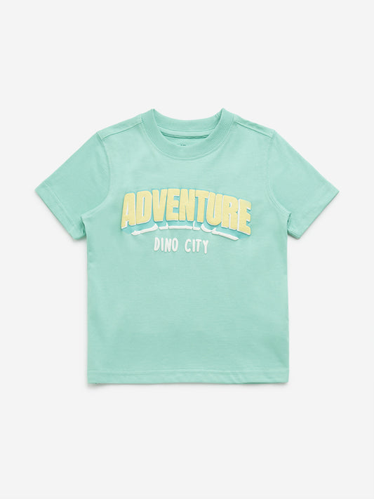 HOP Kids Green Text Design Cotton T-Shirt