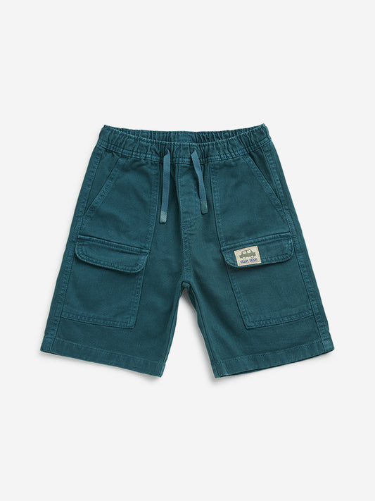 HOP Kids Teal Mid-Rise Cargo-Style Denim Shorts