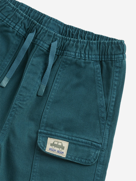 HOP Kids Teal Mid-Rise Cargo-Style Denim Shorts