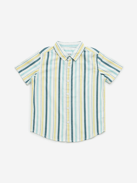 HOP Kids Multicolour Striped Cotton Shirt