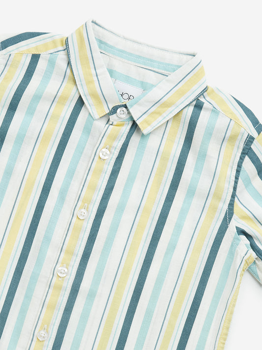 HOP Kids Multicolour Striped Cotton Shirt