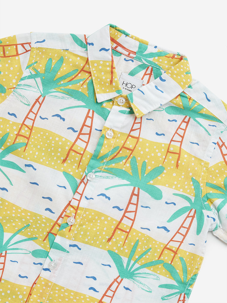 HOP Kids Multicolour Tropical-Inspired Cotton Shirt