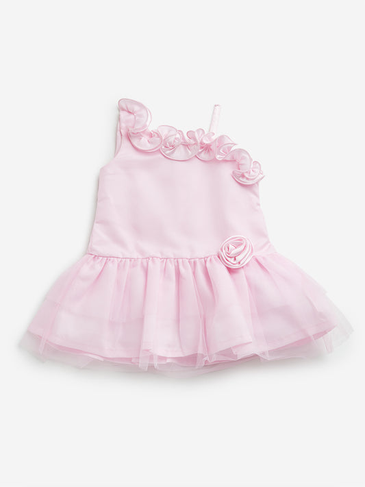 HOP Baby Pink Rosette A-Line Dress