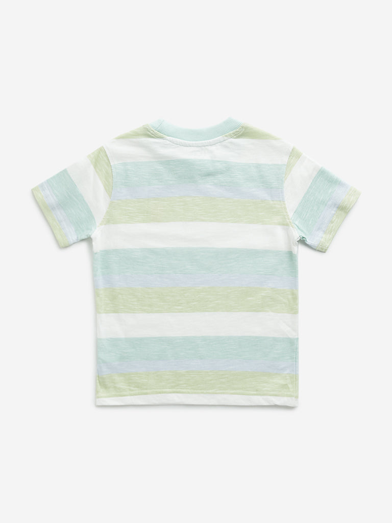 HOP Kids Green Striped Design T-Shirt