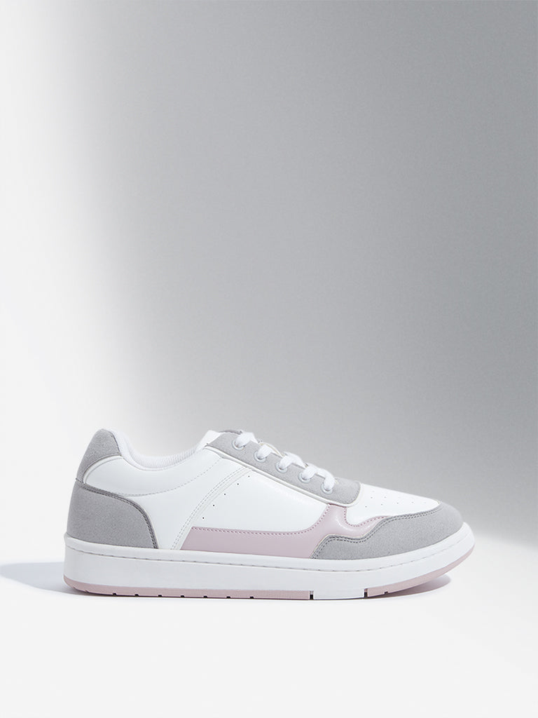 LUNA BLU Light Grey Colour-Blocked Design Sneakers