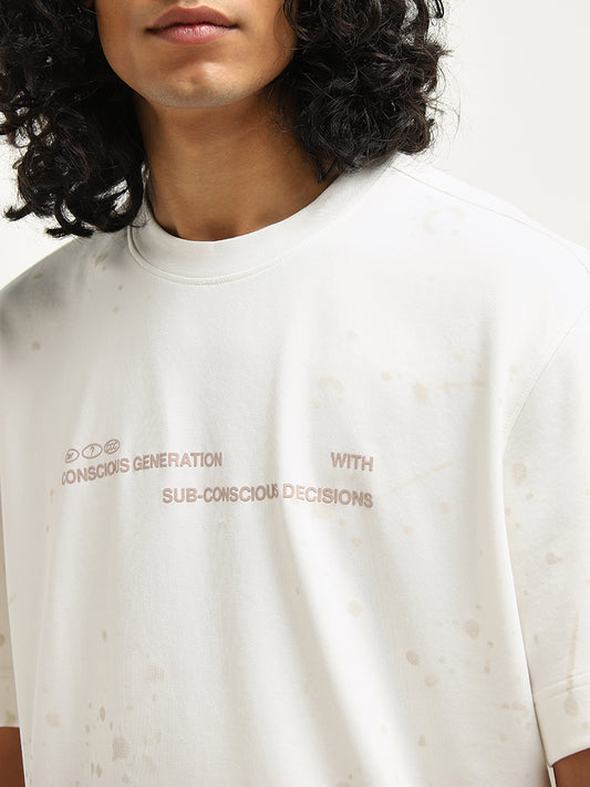 Studiofit Off-White Typographic Print Relaxed-Fit T-Shirt