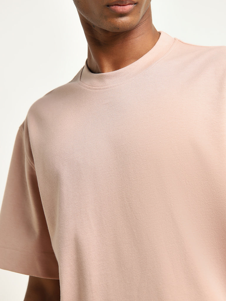 Studiofit Peach Solid Relaxed-Fit T-Shirt