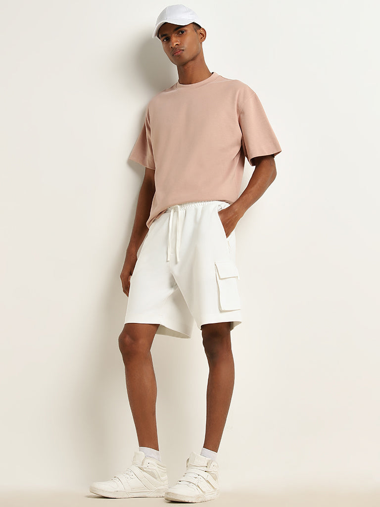 Studiofit Peach Solid Relaxed-Fit T-Shirt