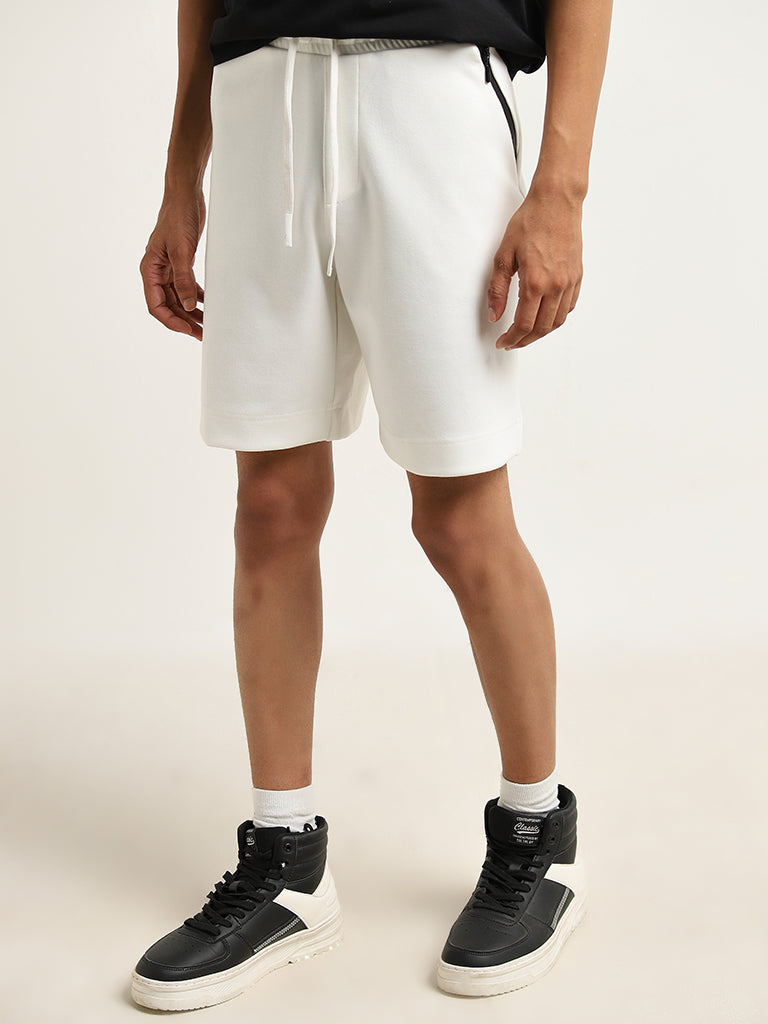 Studiofit Off-White Relaxed-Fit Mid-Rise Shorts