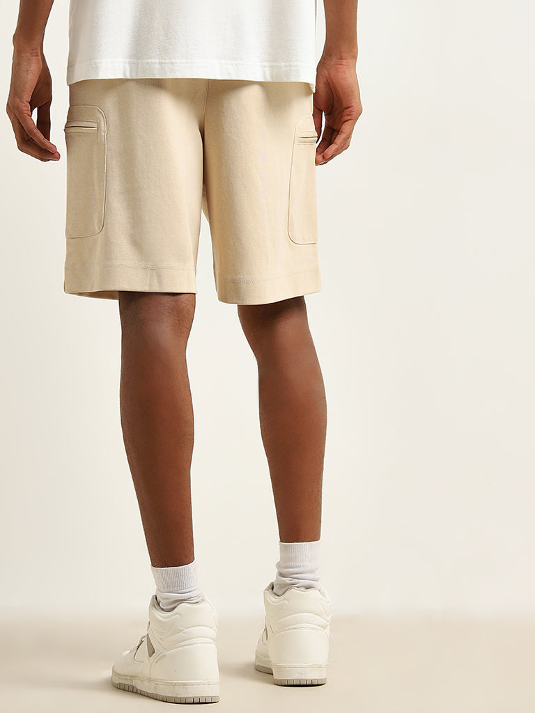 Studiofit Light Taupe Relaxed-Fit Mid-Rise Shorts