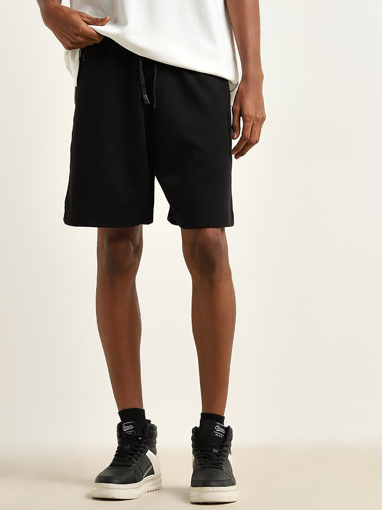 Studiofit Black Relaxed-Fit Mid-Rise Shorts