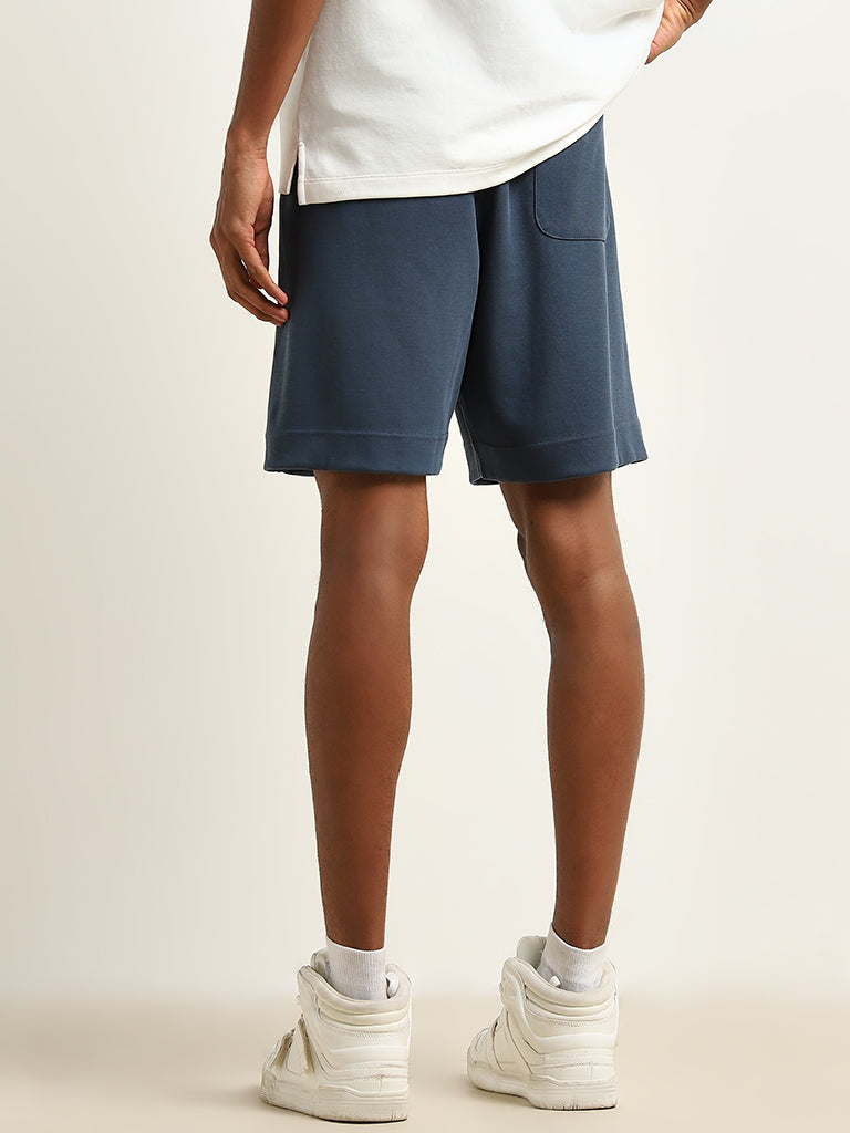 Studiofit Blue Relaxed Fit Mid Rise Shorts