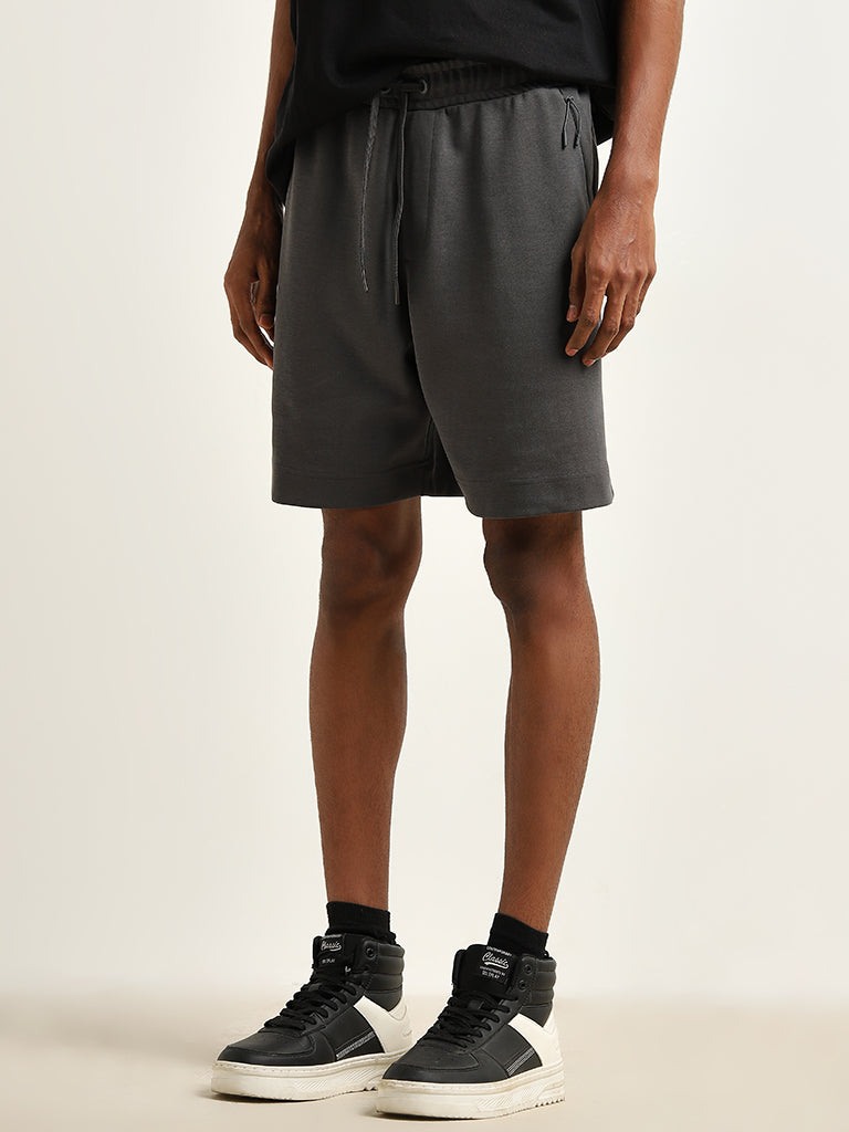Studiofit Dark Grey Relaxed-Fit Mid-Rise Shorts