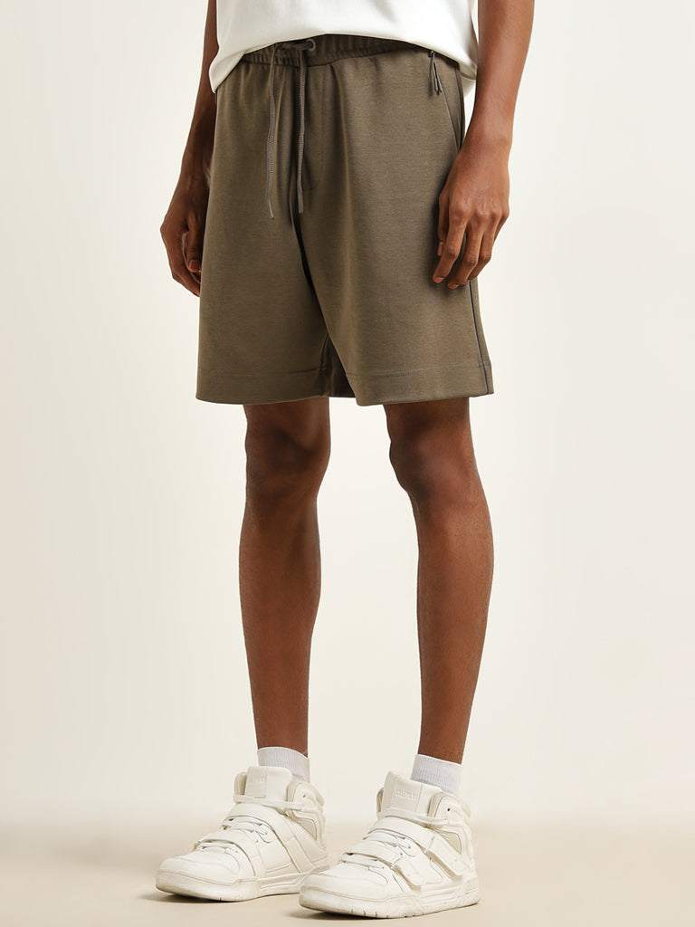 Studiofit Olive Relaxed-Fit Mid-Rise Shorts