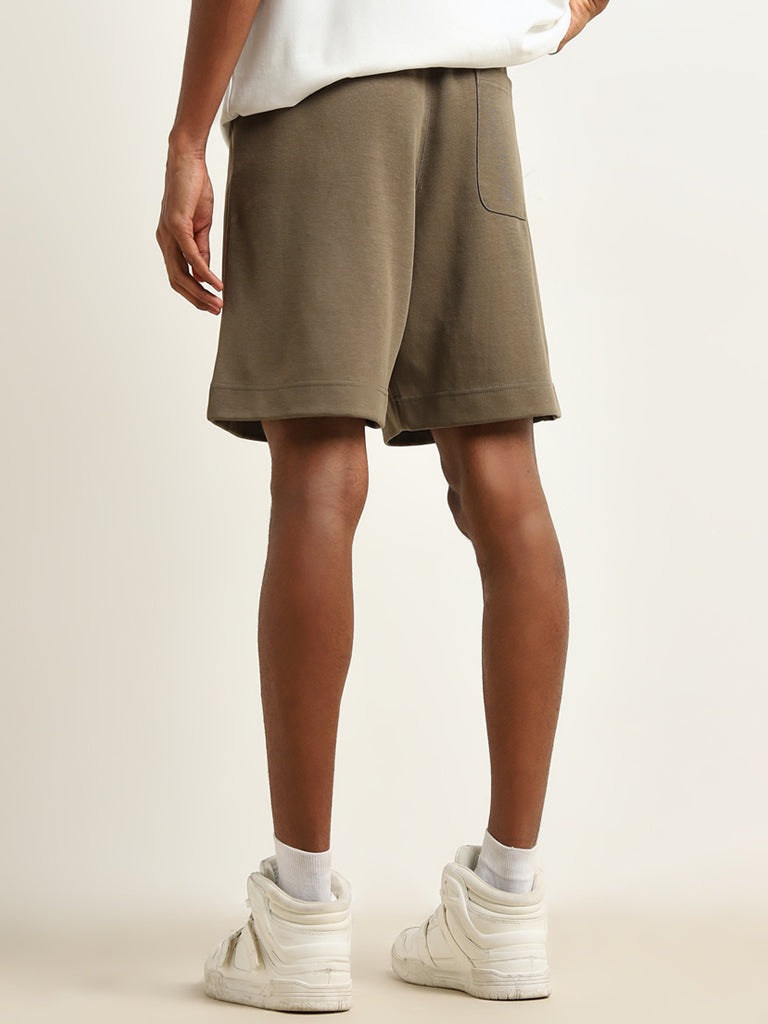 Studiofit Olive Relaxed-Fit Mid-Rise Shorts