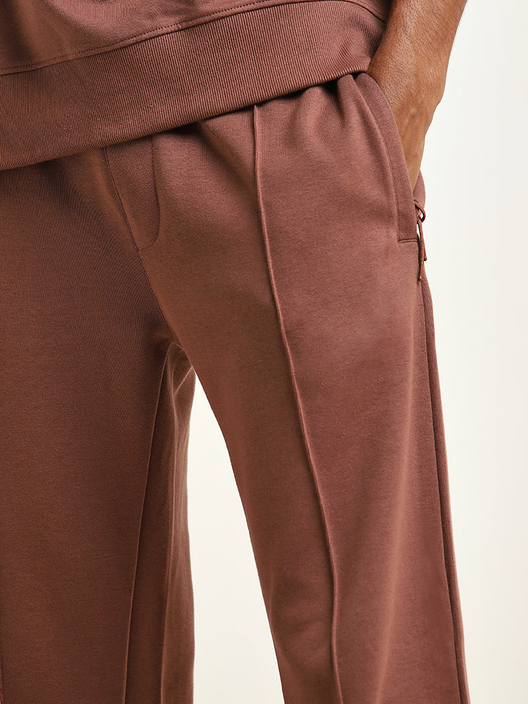 Studiofit Rust Relaxed-Fit Cotton Blend Track Pants