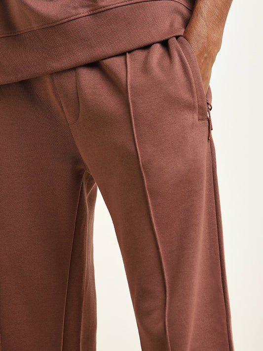 Studiofit Rust Relaxed-Fit Cotton Blend Track Pants