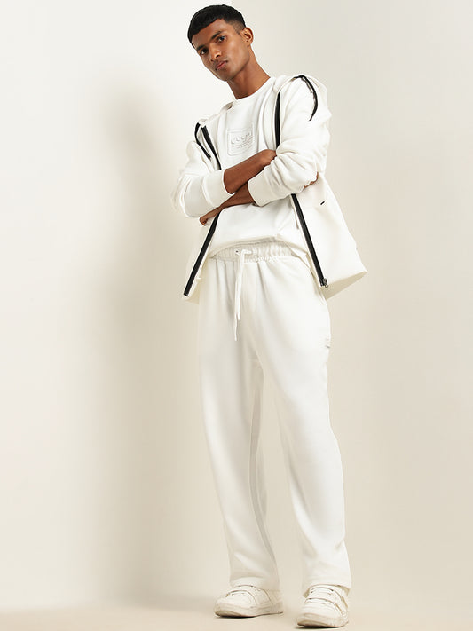 Studiofit White Relaxed-Fit Mid-Rise Track Pants
