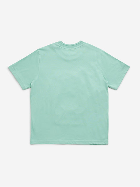 HOP Kids Green Dog Printed Cotton T-Shirt