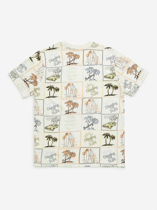 Y&F Kids Multicolour Printed Cotton T-Shirt