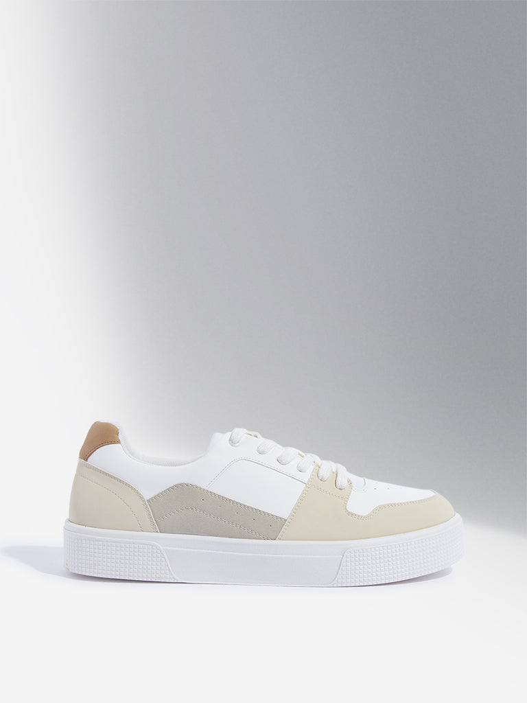 SOLEPLAY Beige Colour-Blocked Lace-Up Sneakers