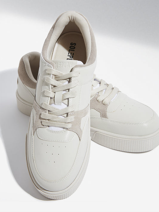 SOLEPLAY Beige Perforated Lace-Up Sneakers
