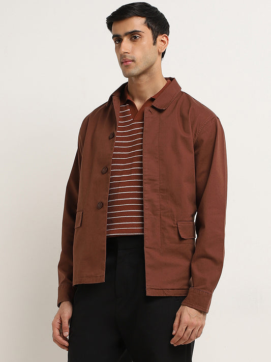 Ascot Dark Brown Relaxed-Fit Cotton Blend Jacket