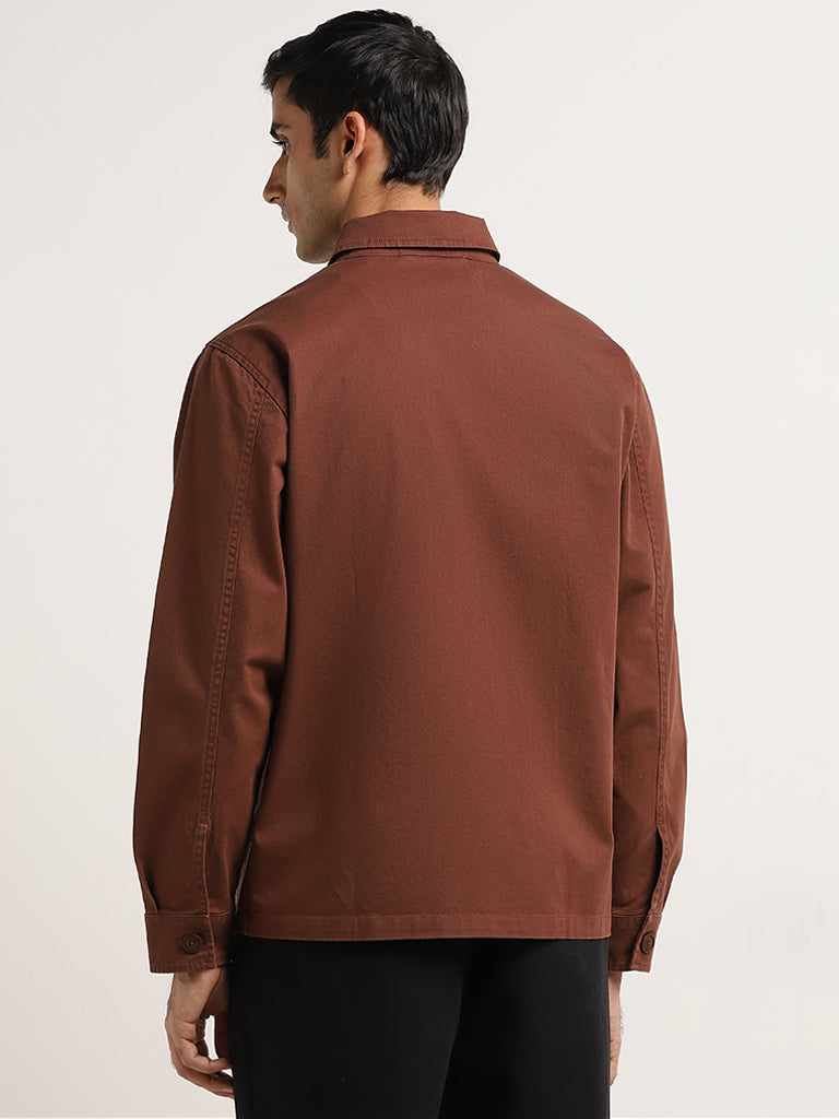 Ascot Dark Brown Relaxed-Fit Cotton Blend Jacket