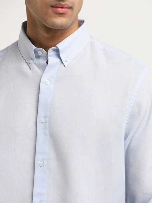 Ascot Light Blue Relaxed-Fit Blended Linen Shirt
