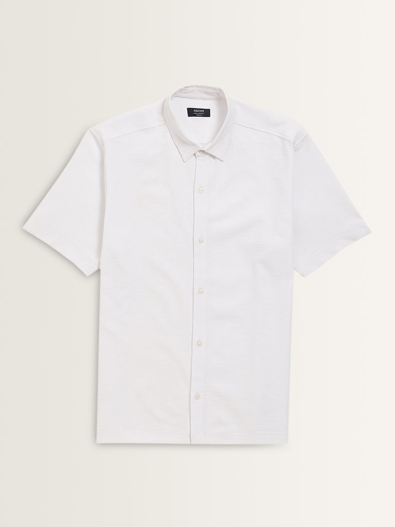 Ascot White Textured Relaxed-Fit Shirt