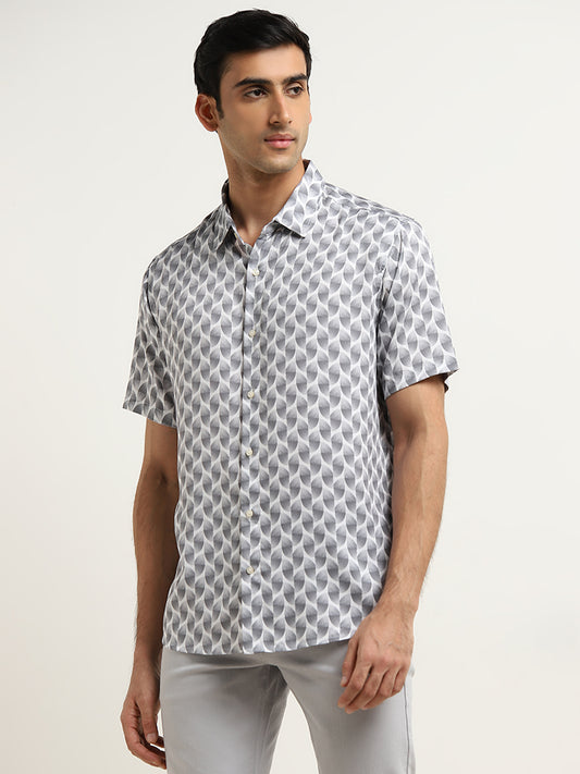 Ascot Grey Abstract Design Relaxed-Fit Shirt