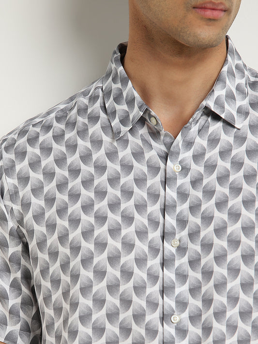 Ascot Grey Abstract Design Relaxed-Fit Shirt