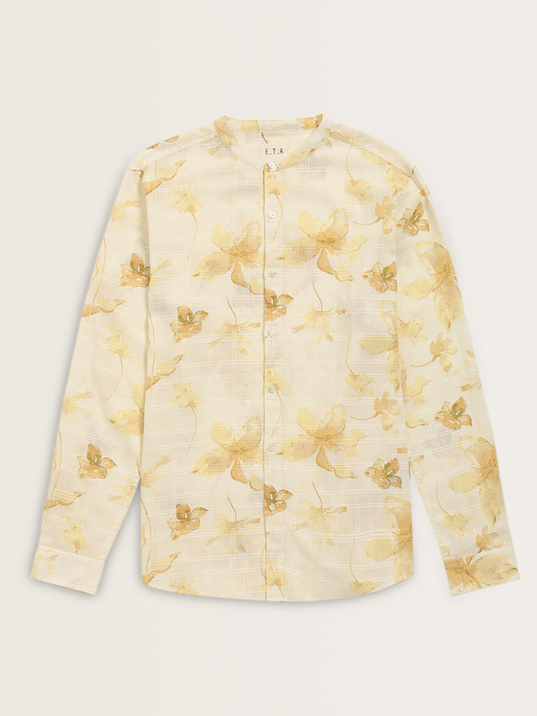 ETA Yellow Floral Printed Resort Fit Shirt