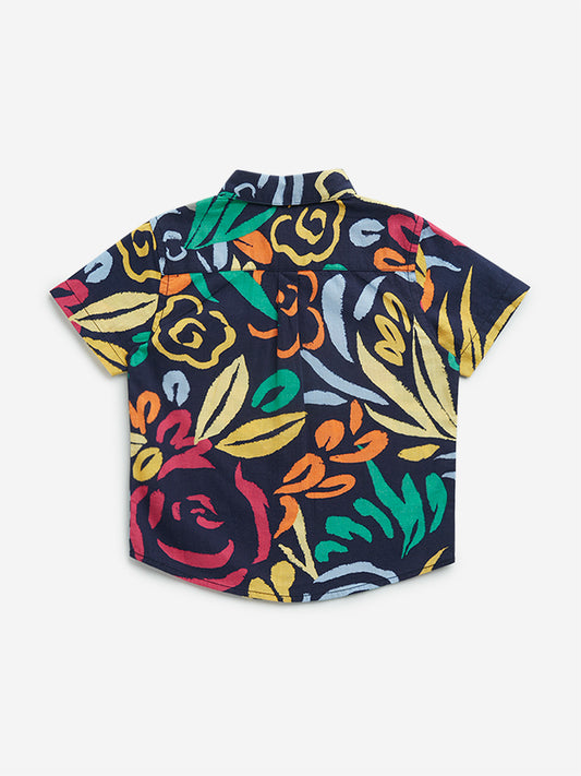 HOP Kids Multicolour Foliage Pattern Cotton Shirt