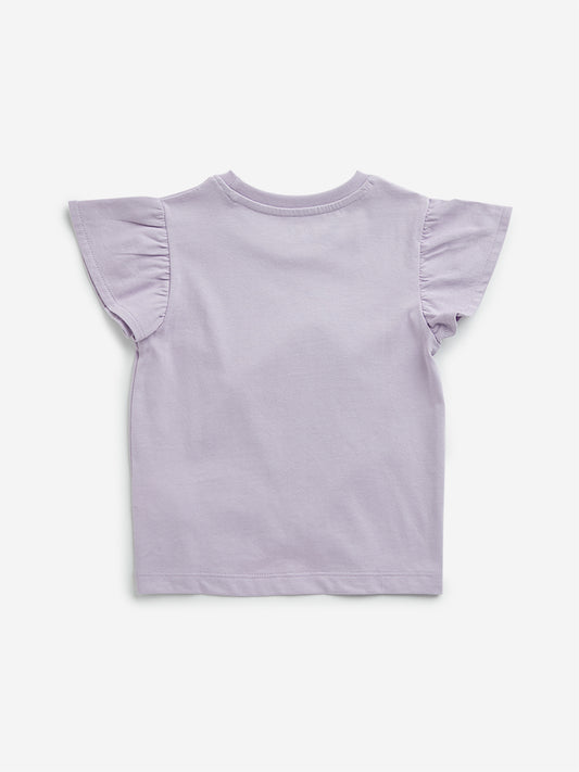HOP Kids Lilac Floral Applique Cotton T-Shirt