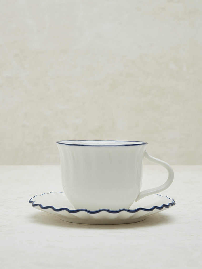 Westside Home Blue Frill Design Tea Cup and Saucer Set