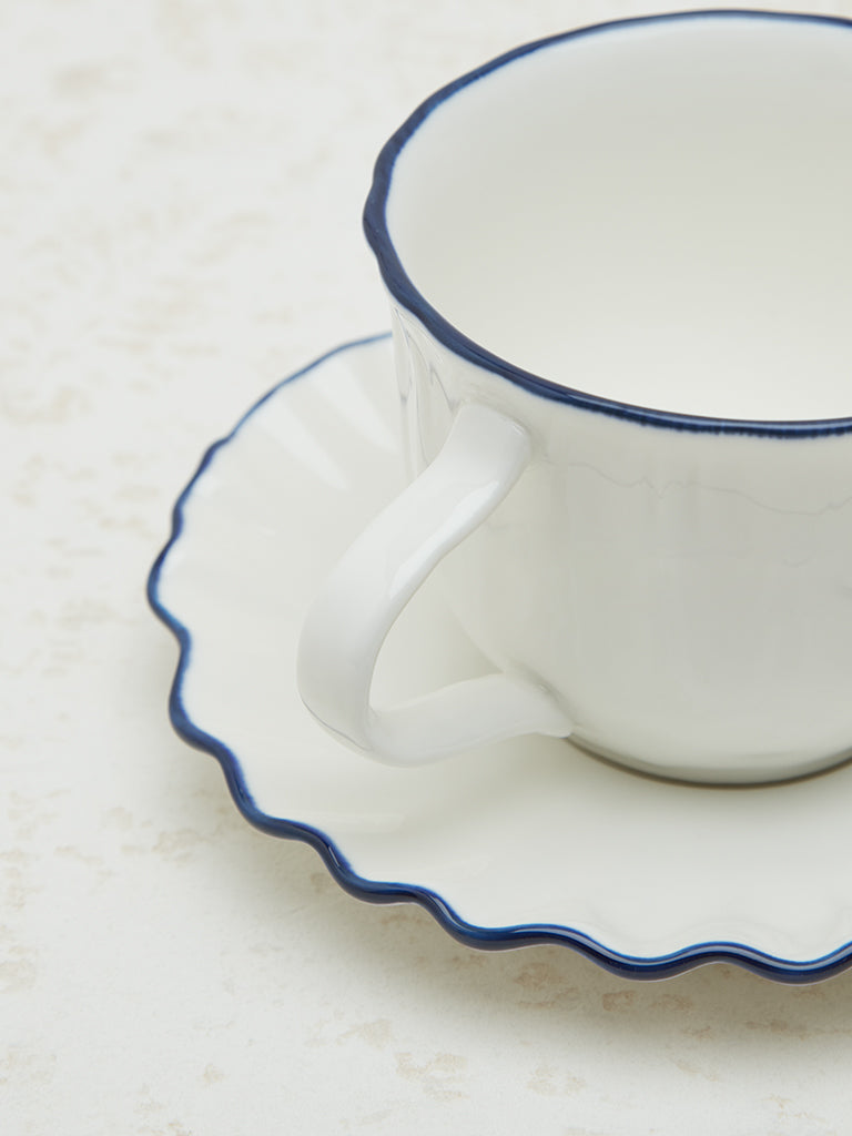 Westside Home Blue Frill Design Tea Cup and Saucer Set