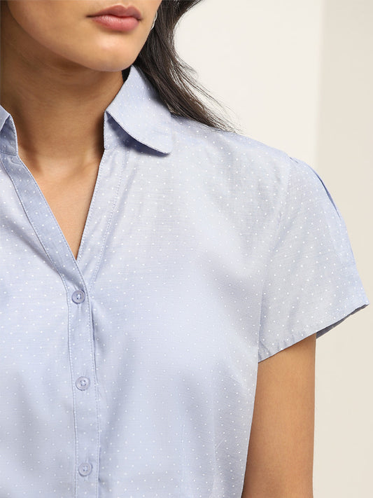 Wardrobe Blue Polka-Dot Design Shirt