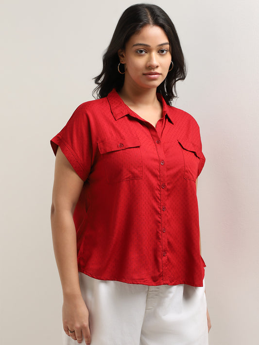 Gia Red Textured Shirt
