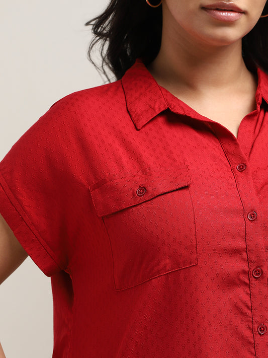 Gia Red Textured Shirt