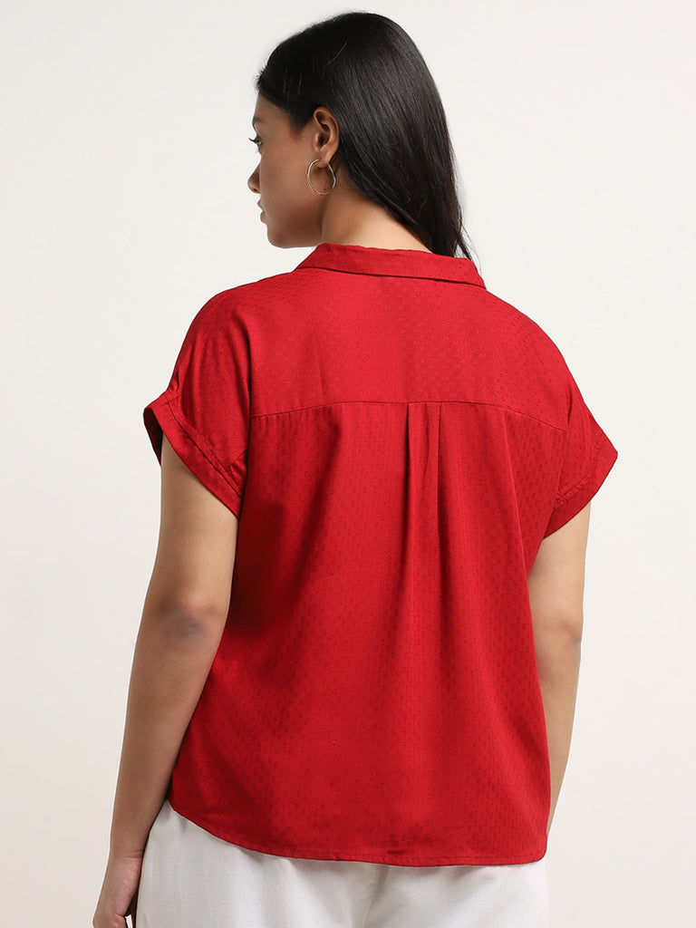 Gia Red Textured Shirt