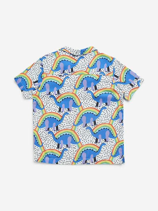 HOP Kids Multicolour Dinosaur Printed Cotton Shirt