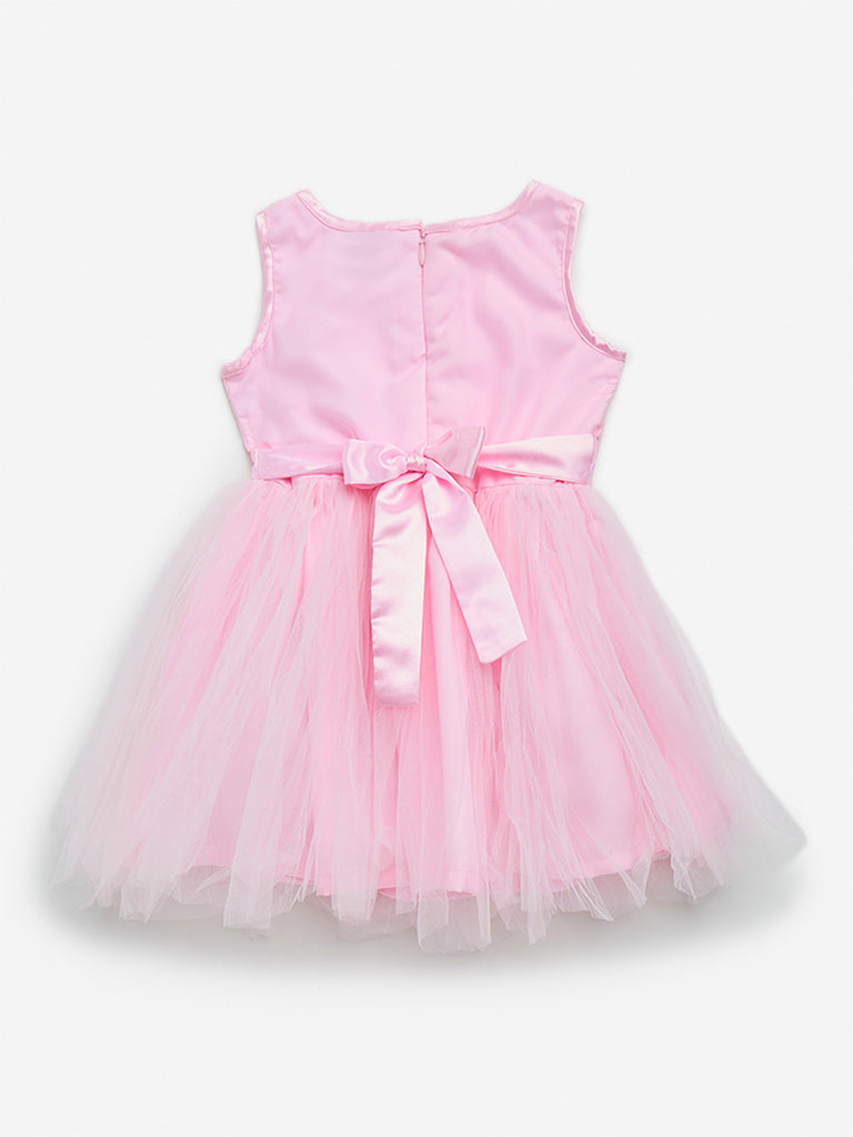 HOP Kids Pink Floral Design A-Line Dress