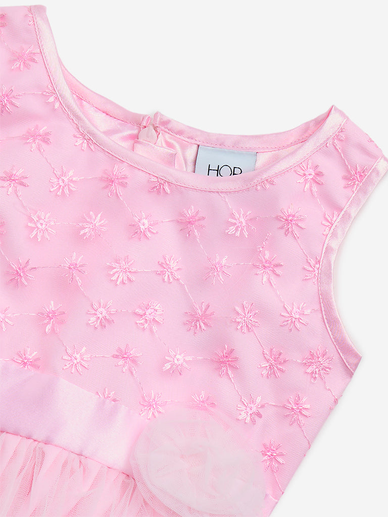 HOP Kids Pink Floral Design A-Line Dress