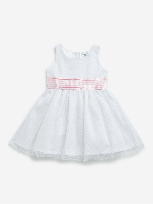 HOP Kids White Lace Design A-Line Dress
