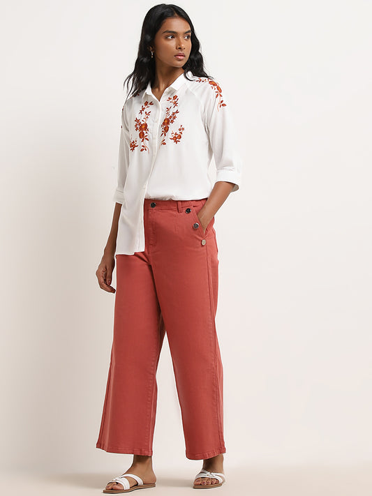 LOV Brick Red Wide - Leg Fit Mid - Rise Jeans