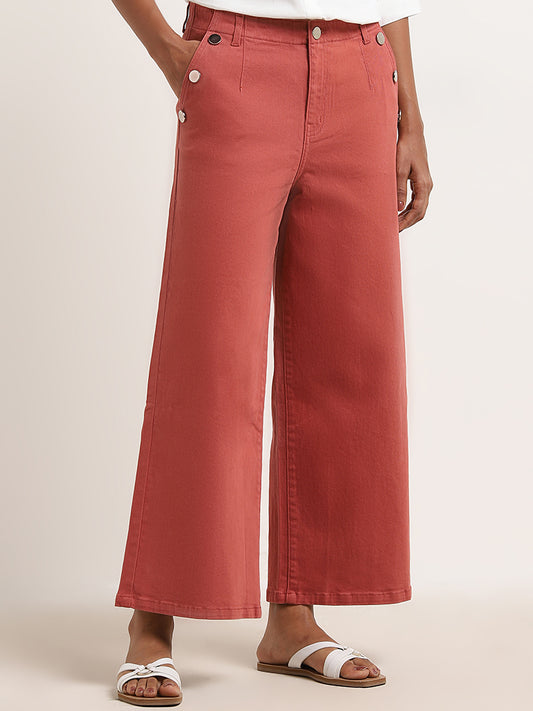 LOV Brick Red Wide - Leg Fit Mid - Rise Jeans