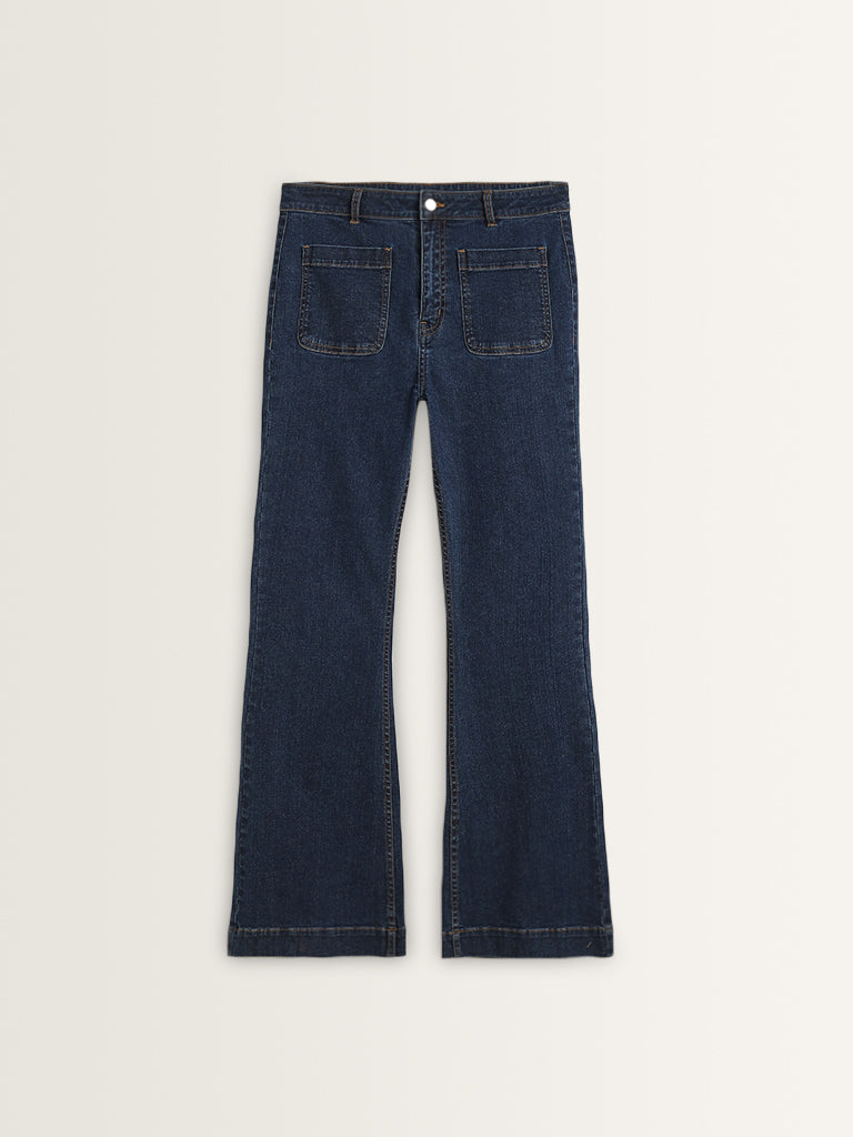 LOV Dark Blue Straight - Fit Mid - Rise Jeans