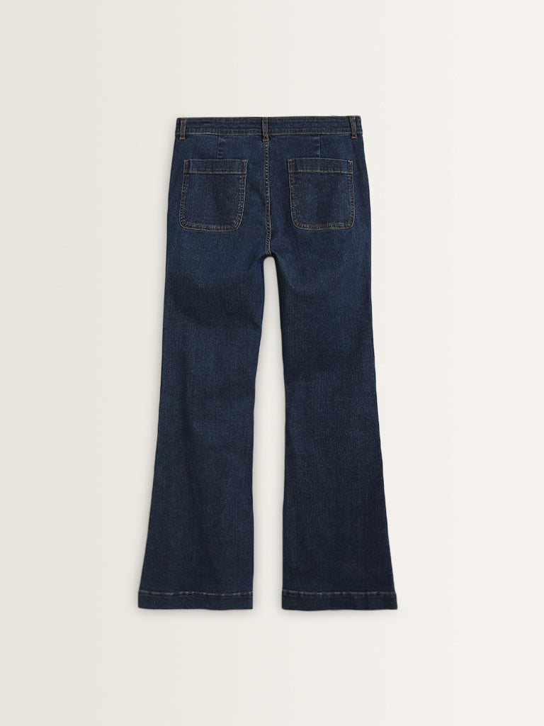 LOV Dark Blue Straight - Fit Mid - Rise Jeans